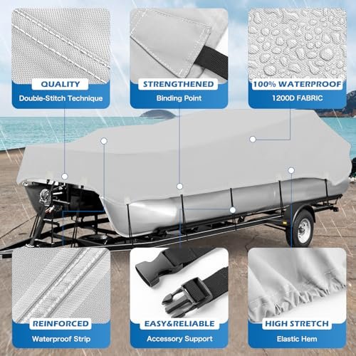 Solim Trailerable 1200D PU Heavy Duty Pontoon Boat Cover
